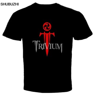 เสื้อยืดแขนสั้นเสื้อยืดผ้าฝ้าย 100 แขนสั้น พิมพ์ลาย Trivium สําหรับผู้ชายS-5XL