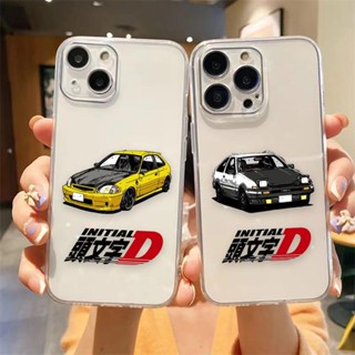 เคสโทรศัพท์มือถือ แบบใส ลายการ์ตูนอนิเมะ INITIAL D สีตัดกัน สําหรับ Apple iPhone 11 12 13 14 Plus Pro Max Mini 6 6S 7 8 Plus SE2020 SE2022 X XR XS Max