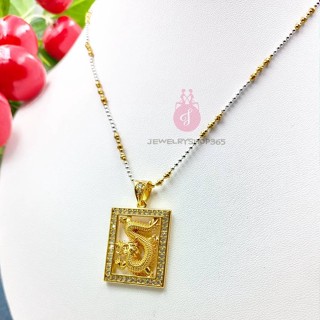 DIDGO2  jewelryshop  K151 จี้มังกรทรงเหลี่ยมล้อมพลอยขาว เสริมธุรกิจการค้าให้รุ่งเรือง