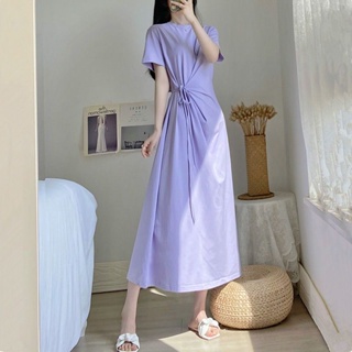 【Dress Oversized】ชุดแม็กซี่เดรส แขนสั้น ทรงหลวม สไตล์เกาหลี พลัสไซซ์ (60-150 กก.)