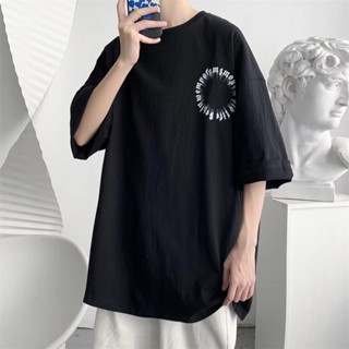 Street Wear Korean Version Circle Letter Short-Sleeved T-Shirt Men Women Trendy ins Harajuku Style Round Neck Loose_01