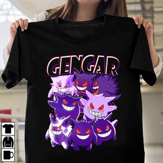 เสื้อยืดแขนสั้นเสื้อยืดคอกลม แขนสั้น ผ้าฝ้ายแท้ พิมพ์ลาย Pokemon Pokémon Pikachu Mumu Gengar Elf แฟชั่นฤดูร้อน สําหรับผู