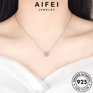 AIFEI JEWELRY สร้อยคอ ต้นฉบับ แท้ ผู้หญิง คริสตัลเพชรสีชมพู เครื่องประดับ 925 ลัคกี้โคลเวอร์ เกาหลี Silver เครื่องประดับ แฟชั่น จี้ เงิน N8