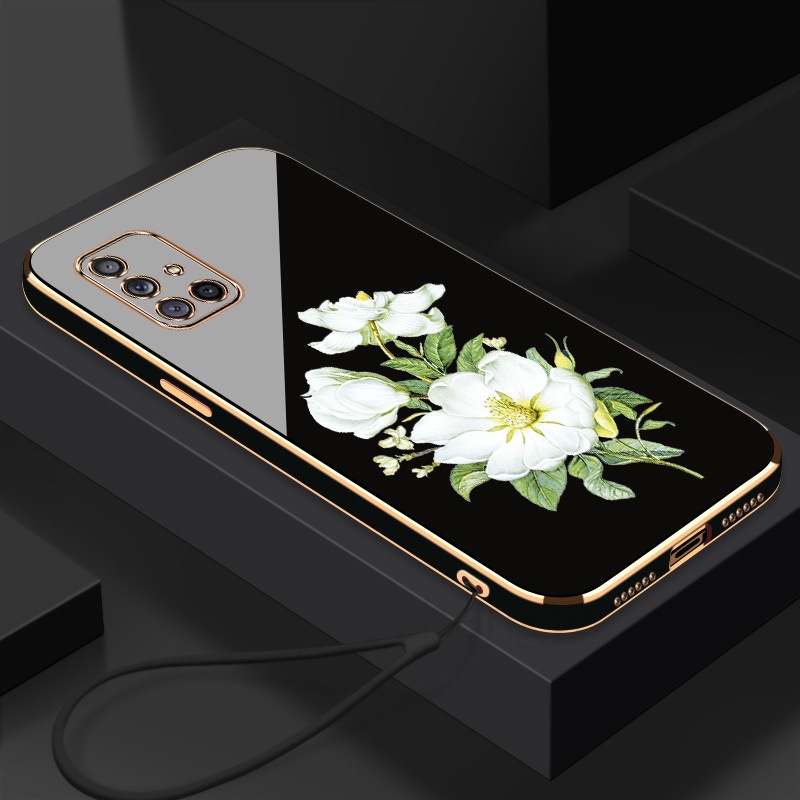 กรณีjasmine flowe Samsung A51 4G A71 4G A515F A715F M51 M52 M11 เคสโทรศัพท์บางเฉียบElectroplating Smoothเคสโทรศัพท์ที่มีขอบมุมขวาซิลิโคนกันกระแทกดอกไม้เคสโทรศัพท์ - รูปที่ 3