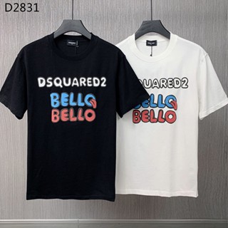 Dsquared2 ใหม่ เสื้อยืดแขนสั้น ผ้าฝ้าย พิมพ์ลายโมโนแกรม ทรงหลวม แฟชั่นฤดูร้อน สําหรับผู้ชาย