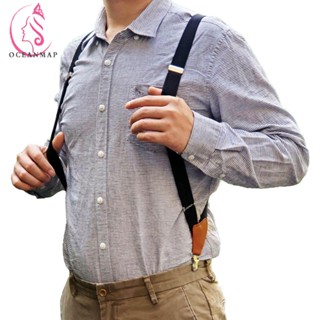 Oceanmap ผู้ชาย Suspenders คลิปสร้างสรรค์ผู้ชายสายรัดคลิปสุภาพบุรุษ X กลับเสื้อคลิปกางเกงรั้งเข็มขัดยืดหยุ่น