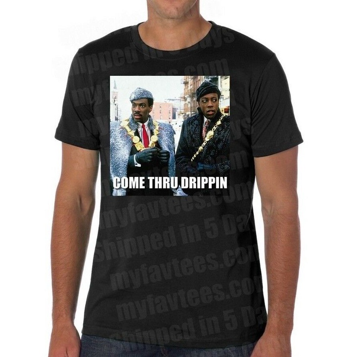 QBเสื้อยืดคอกลมเสื้อยืด พิมพ์ลายภาพยนตร์ America Eddie Murphy สําหรับผู้ชายS-5XL