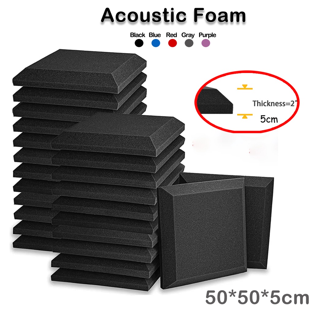 8 ชิ้น 50x50x5 ซม.สตูดิโออะคูสติกโฟมแผงกันเสียงฟองน้ํา Pad Square Absorption Treatment ผนังลดเสียงรบกวนสําหรับ KTV ห้อง