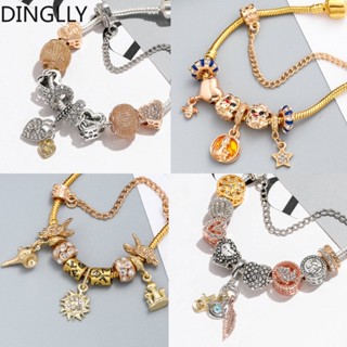 Dinglly สร้อยข้อมือ สีทอง ลายปราสาท กาน้ําชา สําหรับผู้หญิง DIY