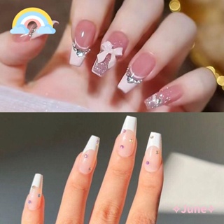 June เล็บปลอม DIY สไตล์ฝรั่งเศส สําหรับตกแต่งเล็บ 24 ชิ้น