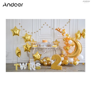 Andoer 2.1 * 1.5 ม. / 7 * 5 ฟุต แฝด วันเกิด ฉากหลังเค้ก ดาว บอลลูน พื้นหลังการถ่ายภาพ เด็กทารก สตูดิโอถ่ายภาพ ข้อดี