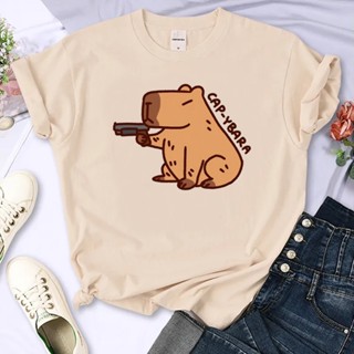 Capybara เสื้อยืด ลาย Y2K สไตล์ญี่ปุ่น สตรีท สําหรับผู้หญิง