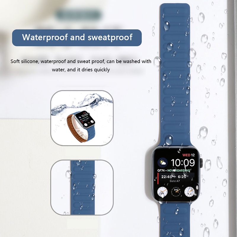 สายนาฬิกาข้อมือซิลิโคน แม่เหล็ก กันน้ํา สําหรับ Apple watch Series 8 7 SE 6 5 4 3 Ultra iwatch 40 มม. 44 มม. 41 มม. 45 มม. 49 มม.
