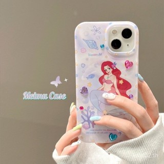 เคสป้องกันโทรศัพท์มือถือ แบบนิ่ม ลายการ์ตูนเจ้าหญิงนางเงือก สําหรับ iPhone 14 13promax 12Pro 11