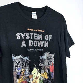 เสื้อยืดผ้าฝ้ายพิมพ์ลายเสื้อยืด พิมพ์ลาย System OF A DOWN FAMILY CAMP | เสื้อยืด พิมพ์ลาย Nsa PREMIUM RAP BOOTLEG VINTRO