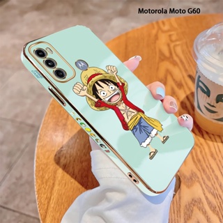 เคสโทรศัพท์มือถือ แบบนิ่ม ลายการ์ตูน One-Piece Luffy ขอบสี่เหลี่ยม หรูหรา สําหรับ Motorola Moto G10 G22 G30 G50 5G G52 G60 G40