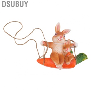 Dsubuy  Statues  Brown Rabbit Carrot Swing Cartoon Pattern  Model Ornament Modern Resin  for Living Room