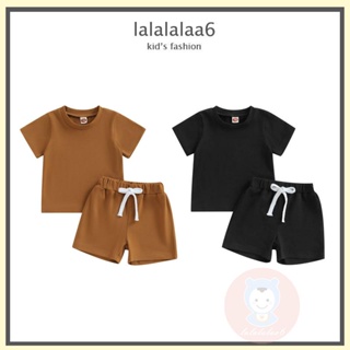 Laa6- ชุดเสื้อแขนสั้น คอกลม และกางเกงขาสั้น สําหรับเด็กผู้ชาย 2 ชิ้น