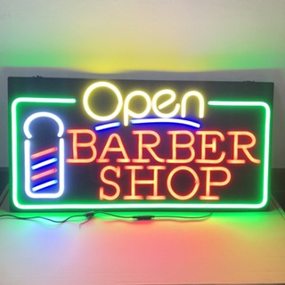 ป้ายไฟ*OPEN BARBERSHOP-หลอดดัด* ป้ายไฟLED ป้ายไฟร้าน ป้ายไฟตกแต่งร้าน ป้ายไฟวิ่ง ป้ายไฟตัวอักษร ป้ายไฟสำเร็จรูป