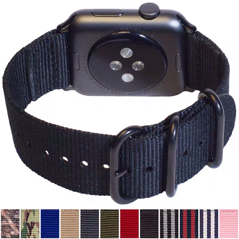 เหมาะสําหรับ Apple Watch iwatch 123457/SE Generation นาฬิกาข้อมือ สายไนล่อน และผ้าแคนวาส หัวเข็มขัดเหล็ก 49 มม. สําหรับผู้ชาย และผู้หญิง 2 ส่วน