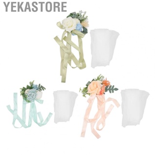 Yekastore Chair Back Floral Decorations Bright Color Wedding Chair Flower for Parties