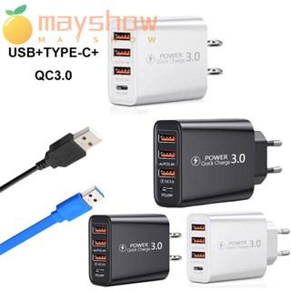 Mayshow ชาร์จเร็ว เดินทางใหม่ EU ชาร์จเร็ว US USB + TYPE-C + QC3.0