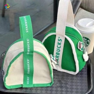 กระเป๋าใส่กล่องอาหารกลางวัน ผ้าแคนวาส ทรงสามเหลี่ยม ลาย Starbucks สําหรับคุณแม่