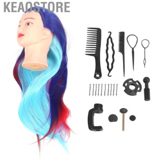 Keaostore Mannequin Head  Silicone High Temperature Synthetic Hair Easy To Use Flexible Multipurpose Hairdressing Mannequin Head  for Barber Shop