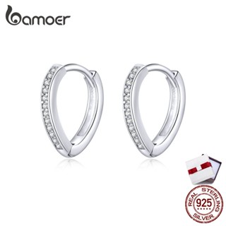 BAMOER Heart Shape Female Fashion Earrings 925 Sterling Silver