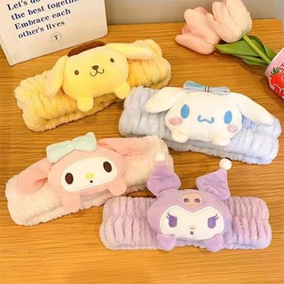 Melody kuromi Cinnamoroll pom pom purin ที่คาดผม ประดับปอมปอม ผ้ากํามะหยี่ขนนิ่ม (3.4)