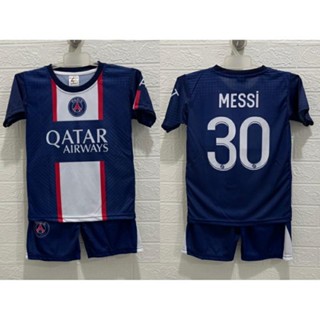 เสื้อกีฬาแขนสั้น ลายทีมฟุตบอล PSG Kylian Mbappe PSG Lionel Messi สําหรับเด็ก