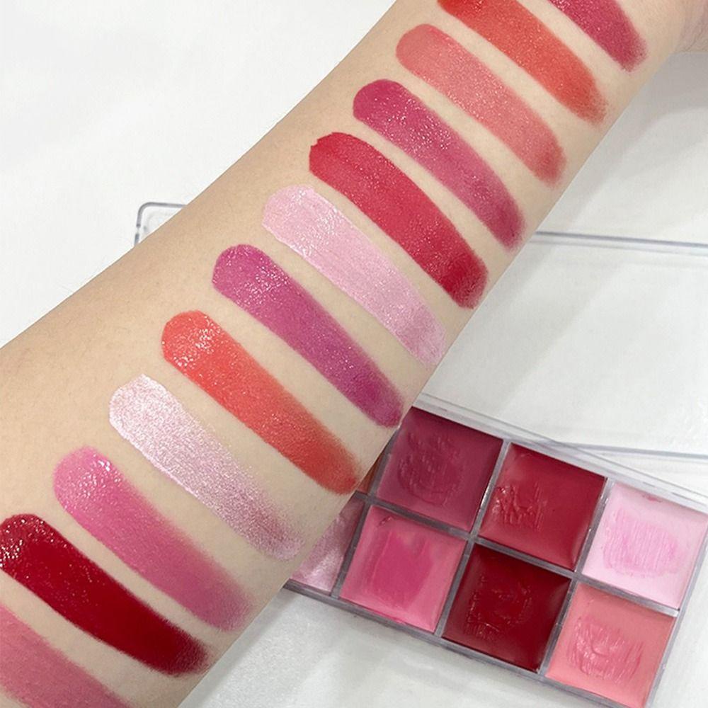 Tech Lip Gloss Palette Nourishing 12 สี Lip Mud Lip Glaze เครื่องมือแต่งหน้าเครื่องสําอางเกาหลี Lip Tint - รูปที่ 2