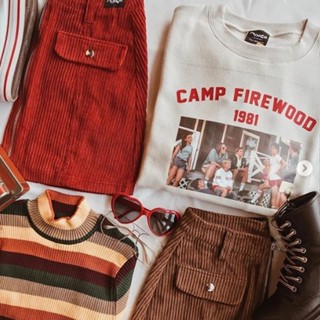 เสื้อยืดผ้าฝ้ายพิมพ์ลายเสื้อยืด ลาย Camp Firewood 1981 90s โอเวอร์ไซซ์ ไซซ์ XS 3.2.23