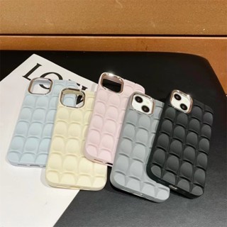 เคสโทรศัพท์มือถือ TPU แบบนิ่ม ลายตาราง 3D สีเงิน สําหรับ iPhone 14 13 12 11 Pro Max 12Pro 13Pro 14Pro 12ProMax 13ProMax 14ProMax