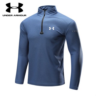 Under.armour เสื้อกันหนาวแขนยาวลําลอง คอปกตั้ง มีซิป ทรงหลวม สีพื้น แฟชั่นฤดูใบไม้ผลิ และฤดูใบไม้ร่วง สําหรับผู้ชาย [L-8XL]