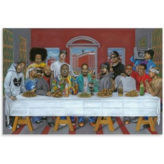 โปสเตอร์ภาพวาดผ้าใบ ลาย Legend of Hiphop Music Rock Rappers Last Supper สําหรับตกแต่งผนังห้องนอน ห้องนั่งเล่น