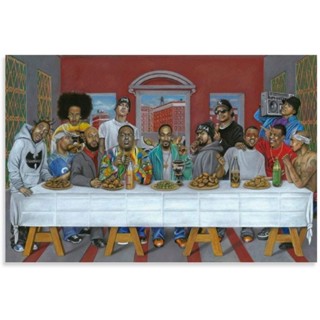 โปสเตอร์ภาพวาดผ้าใบ ลาย Legend of Hiphop Music Rock Rappers Last Supper สําหรับตกแต่งผนังห้องนอน ห้องนั่งเล่น