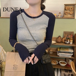 Dunea เสื้อยืดครอป แขนยาว สไตล์เครื่องเทศ สําหรับผู้หญิง