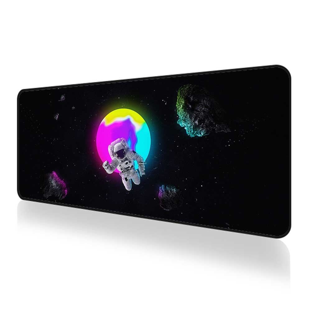 Space Mouse Pad Gamer คีย์บอร์ดสีดํา Mousepad อะนิเมะนักบินอวกาศพรมตาราง Deskmat อุปกรณ์เสริมคอมพิวเ