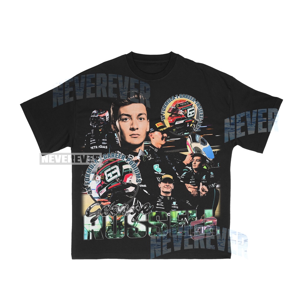 George Russell 90s Retro Rap Tee | Bootleg Formula 1 Racing Team | Vintage 90s Formula 1 Tee | ไดรเว