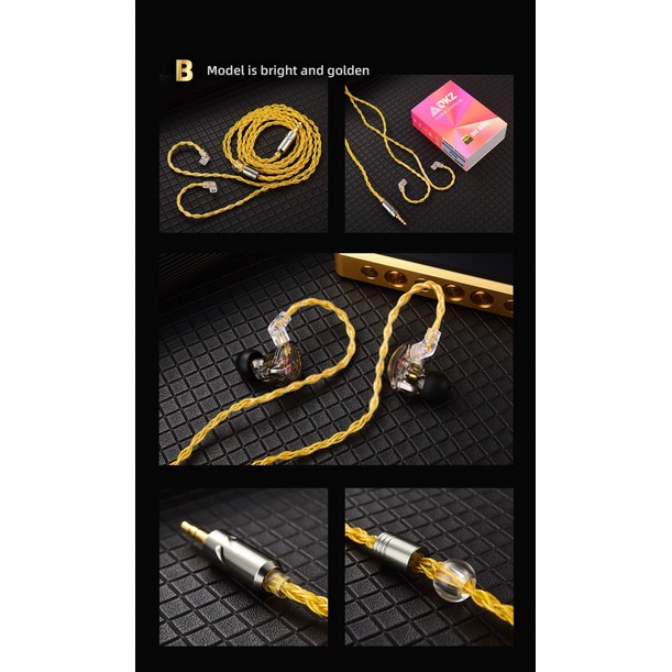 Qkz T1 สายอัพเกรดหูฟัง ชุบเงิน 3.5 0.75 2PIN WOPP