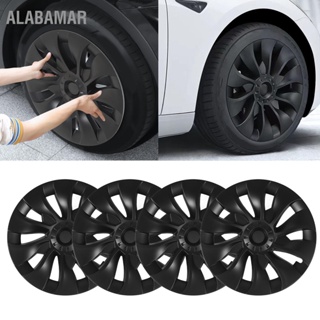 ALABAMAR 4 Pcs 18in รถยนต์ Hubcap Matte สีดำล้อ HUB Full RIM Protector ฝาครอบสำหรับ Tesla รุ่น 3 2017 ถึง 2023