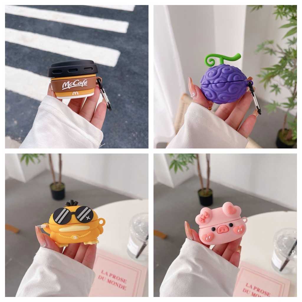 อาหารการ์ตูนสําหรับ Samsung Galaxy Buds Core / Buds2 Pro 3D น่ารักซิลิโคนป้องกันสีสัน Buds FE Buds L