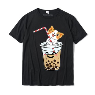 ดูดีนี่ เสื้อยืดลําลอง ผ้าฝ้าย แขนสั้น คอกลม พิมพ์ลายสุนัข Bobas Welsh Kawaii Corgi Loves Bubble Tea สําหรับผู้ชาย และผ