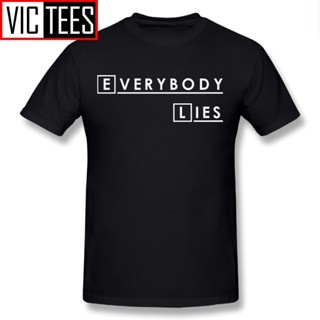 เสื้อยืดลําลอง สําหรับผู้ชาย แขนสั้น คอกลม พิมพ์ลาย House Md Everybody Lies Hugh Laurie ทรงสลิมฟิต ขนาดใหญ่