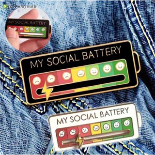 Social battery pin - My social แบตเตอรี่ เข็มกลัดปกเสื้อ สร้างสรรค์ หมุดอารมณ์เคลือบ สนุก 7 วันต่อสัปดาห์ หมุดแบตเตอรี่โซเชียล - My social แบตเตอรี่ เข็มกลัดปกเสื้อ สร้างสรรค์ หมุดอารมณ์เคลือบฟัน สนุก