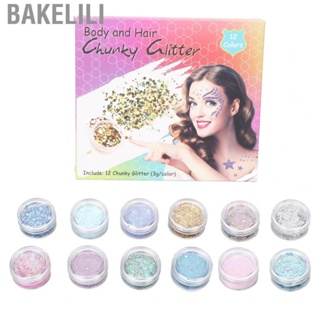 Bakelili Nail Art Glitters  1.27oz Various Shapes Shining Glitter Kit 12 Colors Skin Friendly  for Face Makeup for Adults