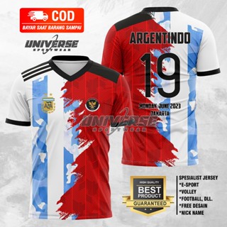 เสื้อกีฬาแขนสั้น ลายทีมชาติอินโดนีเซีย 2023 ARGENTINA 2023 VS ARGENTINA ANKYCLTH.