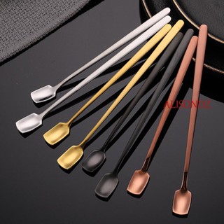 ALISONDZ Bar Teaspoon Mixing Coffee Stirrers Milk Spoon Ice Cream Long Handle Stainless Steel Drinking Home Ice Tea Stirring Tool/Multicolor