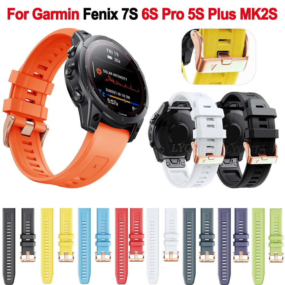 สายนาฬิกาข้อมือซิลิโคน สีโรสโกลด์ สําหรับ Garmin Fenix 7S 6S Pro 5S Plus Descent Mk2S Instinct 2S D2 Delta S Quickfit